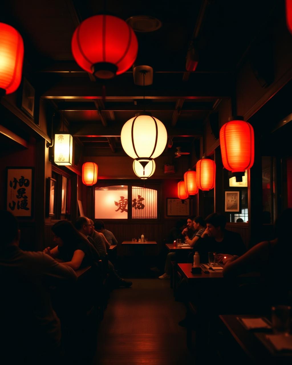 Warm intimate interior with red lanterns